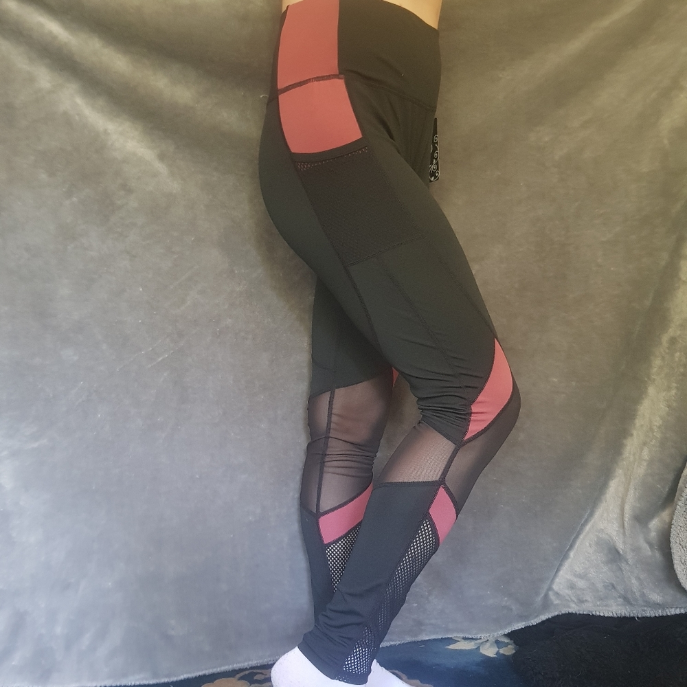 Yoga Pants w/Mesh Panels and Cell Phone Pocket